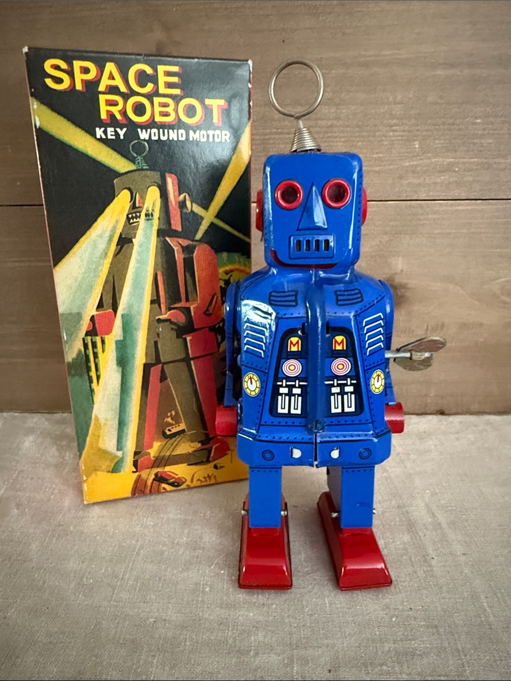 🤖Schylling Vintage Style Tin Space Robot Wind-Up Toy MS403 With Box